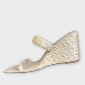 Steven New York Raffia Natural Wedge Heels Sandals 11M EUC